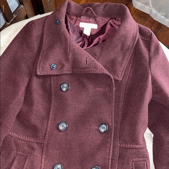H&M maroon pea coat - Picture 3 of 4